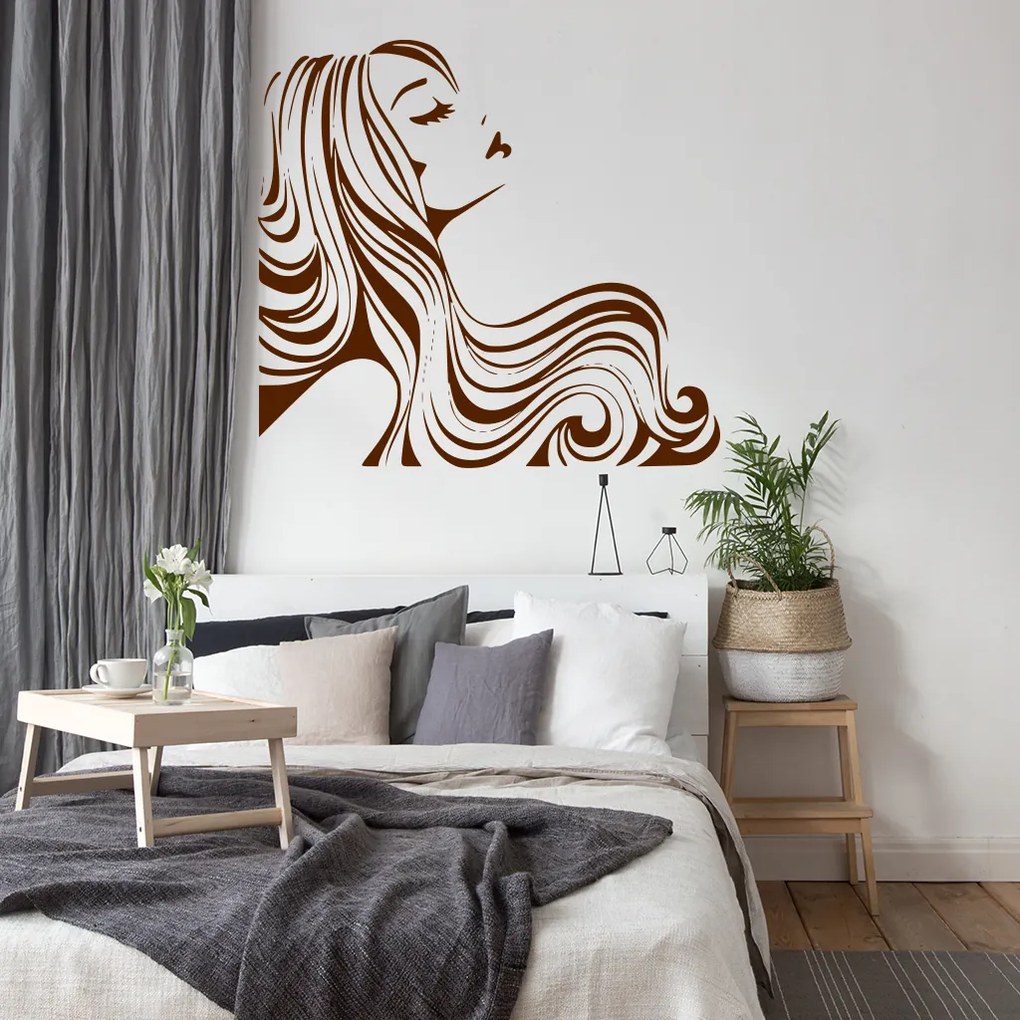Veselá Stena Samolepka Žena z profilu Farba: modrá, Veľkosť: 60 x 56 cm