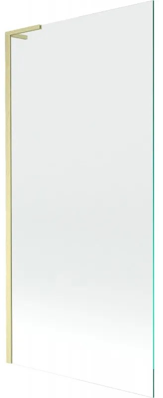 Mexen Next L, 1-krídlová vaňová zástena 90 x 150 cm, 6mm číre sklo, zlatý matný profil, 895-090-000-03-00-55
