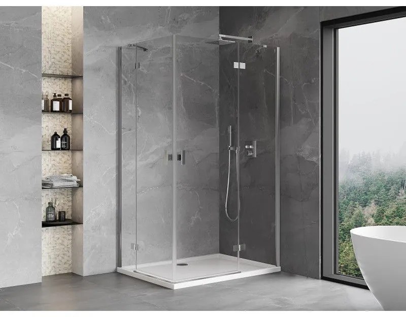 Mexen Mist-H Duo, 2-krídlový výklopný sprchový kút 90 x 95 cm, číre sklo, chrómový profil, 8A5-090L-095P-01-00