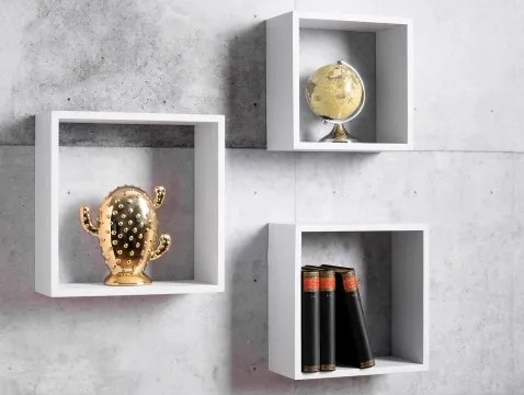 Sada nástenných regálov(3 ks) Shelvy Cub, biela%