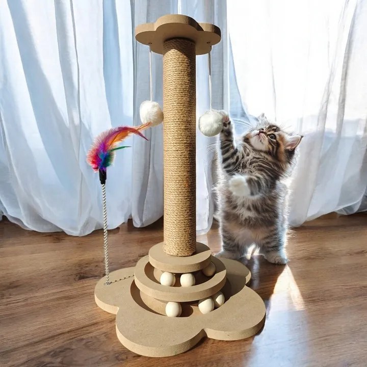 Mačacie škrabadlo s guľôčkami LUNTRIS, výška 43 cm