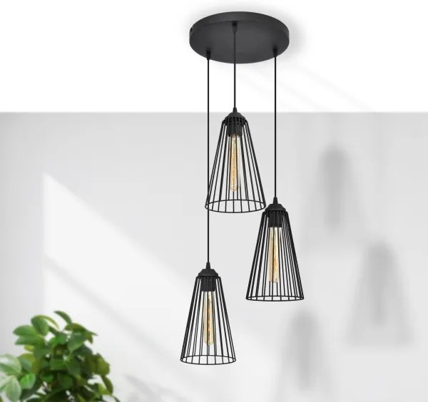 Luster na lanku TORRI 3xE27/15W/230V čierna