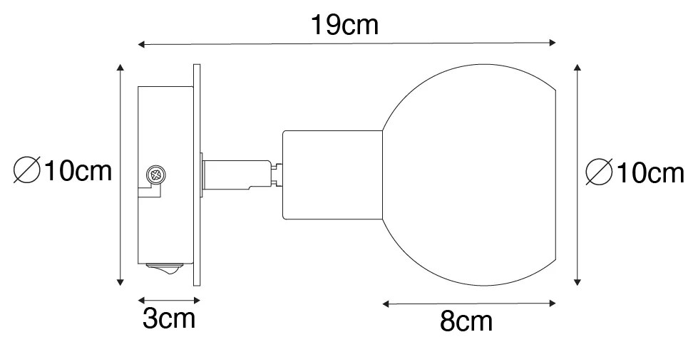 Bodové svetlo v štýle Art Deco čierne s dymovým sklom a drevom - Vidro