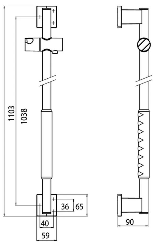 Emco System 2 - Sprchová tyč s protišmykovou časťou, čierna/chróm 357021210