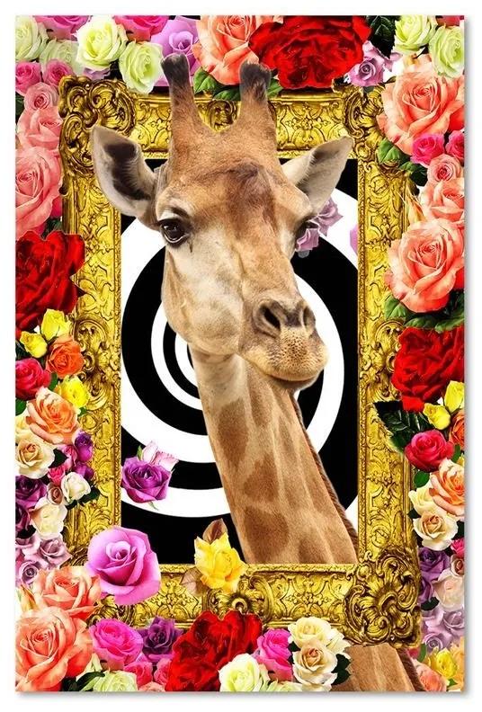 Obraz na plátně Žirafa Barevné květiny - 40x60 cm