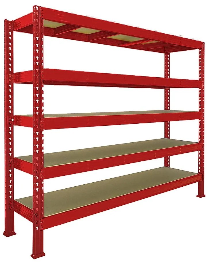 Trestles Nekonečný priemyselný regál 2000x2000x600, 5 políc Farba: červená a čierna