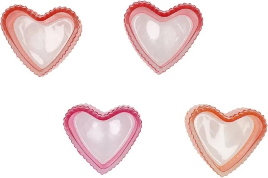4ks červený mix sklenený svietnik srdca Love Hearts - 7*8 cm