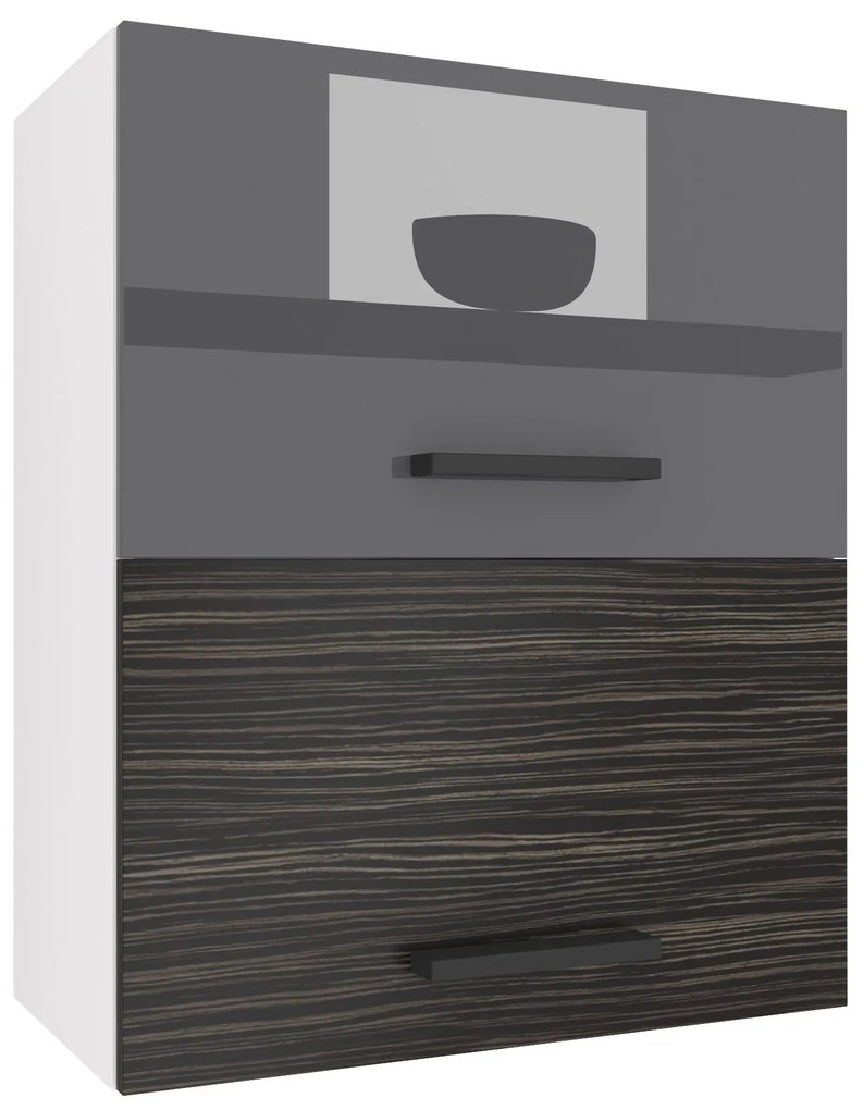 Kuchynská skrinka Belini horná 60 cm šedý lesk / eben kráľovský INF SGP2-60/1/WT/SHK/0/B1