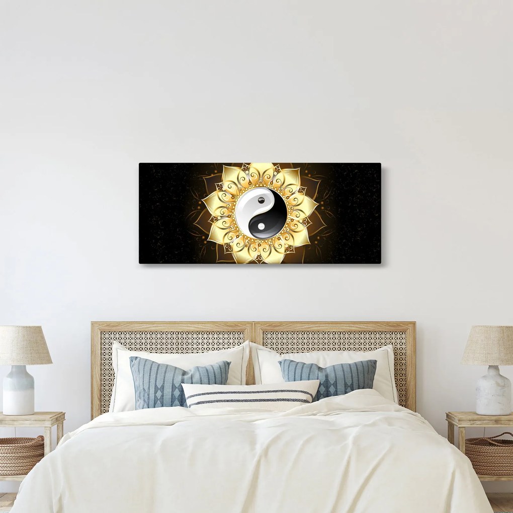 Obraz - Zlatý Yin-Yang (120x50 cm)