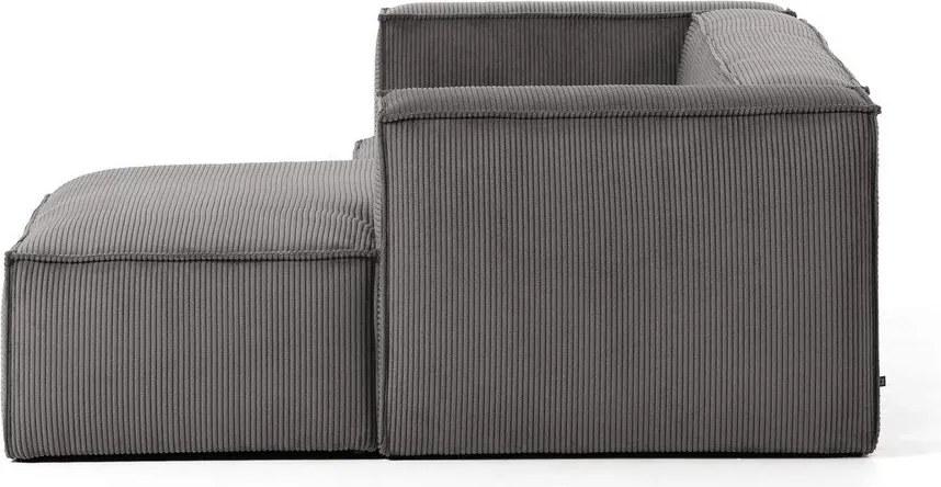 Sivá menčestrová rohová pohovka (pravý roh) Blok - Kave Home