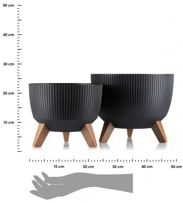 Sada 2 květináčů Rosa Linea černá