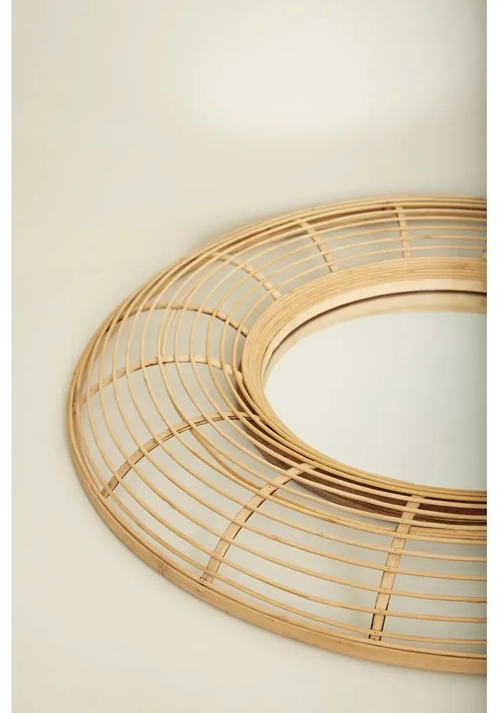 Nástenné zrkadlo s bambusovým rámom ø 80 cm Charm – Hübsch