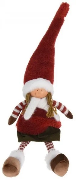 Zimné sediace dievča – červené 67 cm