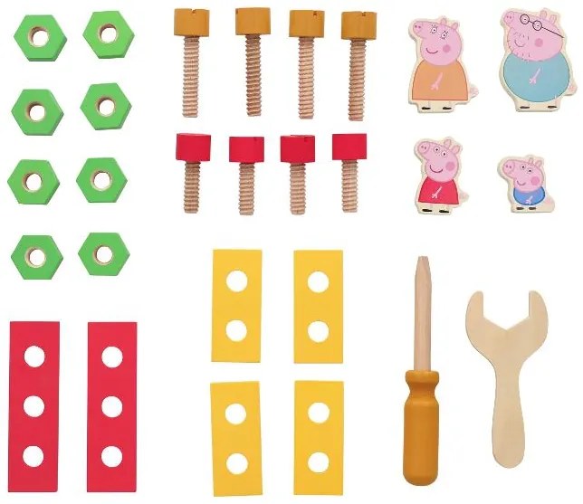 Drevené nákladné auto s prívesom Prasiatko Peppa (auto s dreveným náradím)  (100395658)