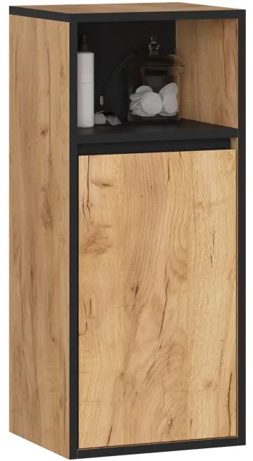 Kúpeľňová skrinka VAMI Š35 1D 1W dub craft / čierna