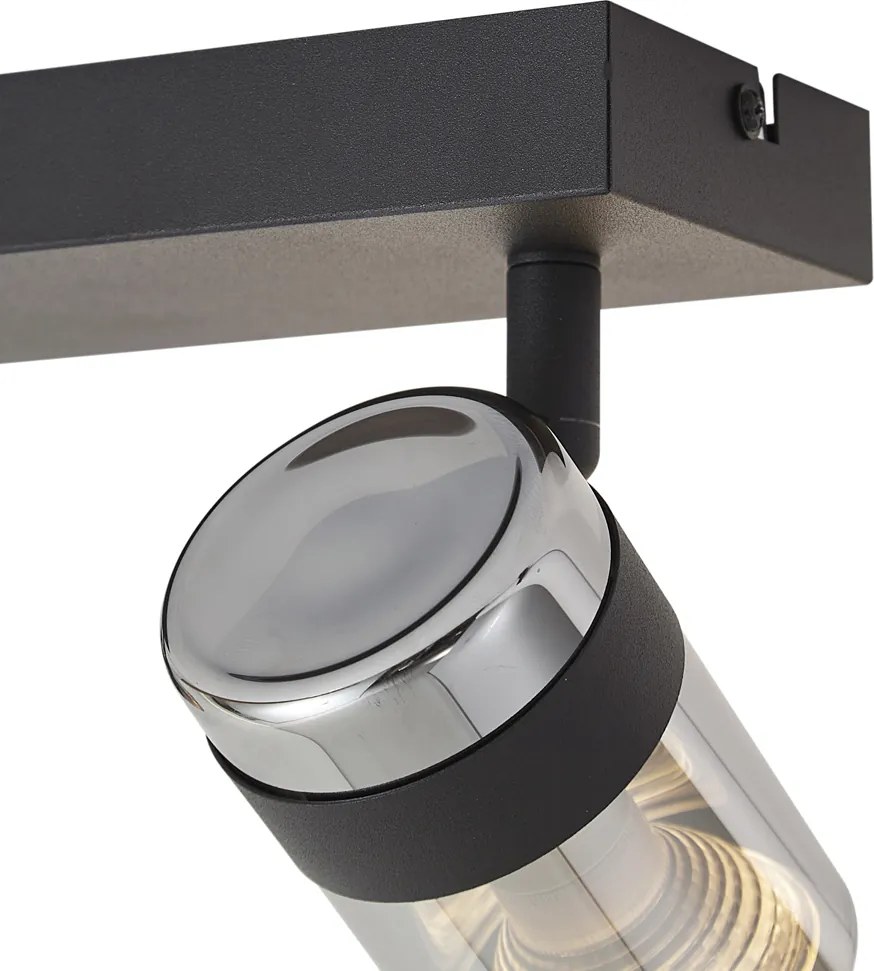Stropný reflektor čierny s dymovým sklom 2-svetlá otočný a naklápací - Gianni