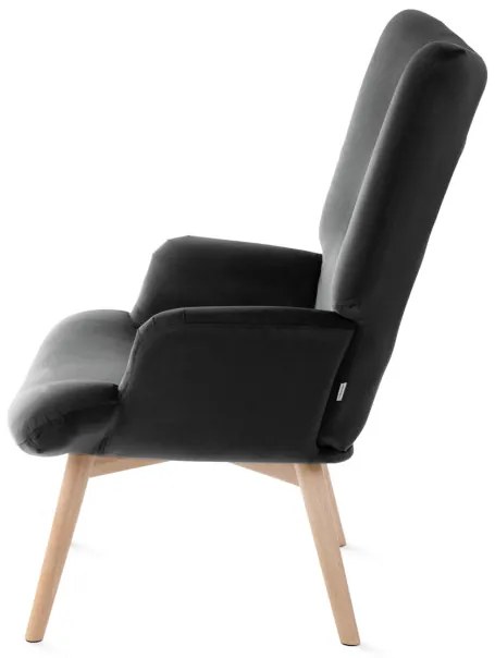 Kreslo MOSS zamatové čierne 921364