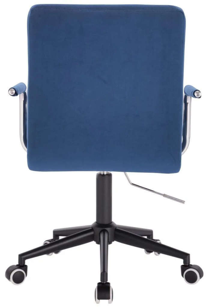 LuxuryForm DESIGN Stolička VERONA VELUR na čiernej podstave s kolieskami - modrá