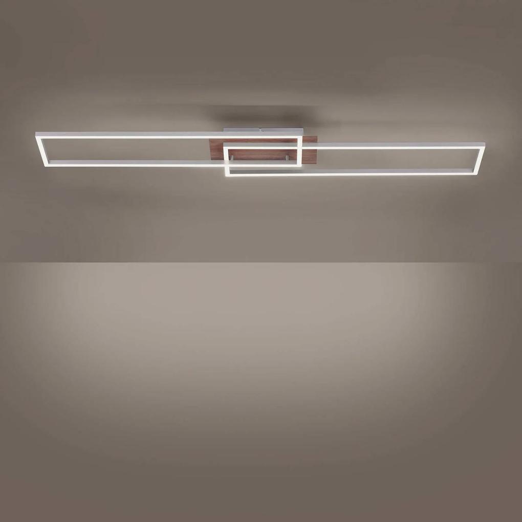 Stropné LED Iven drevený dekór/oceľ 2Fl obdĺžnik
