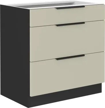 Dolná zásuvková kuchynská skrinka Arona, 80 cm, kašmírová/čierna%