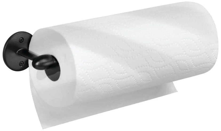 Čierny kovový držiak na papierové utierky iDesign Orbinni, 36 cm