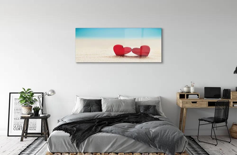 Obraz plexi Srdce červené piesočné more 120x60 cm