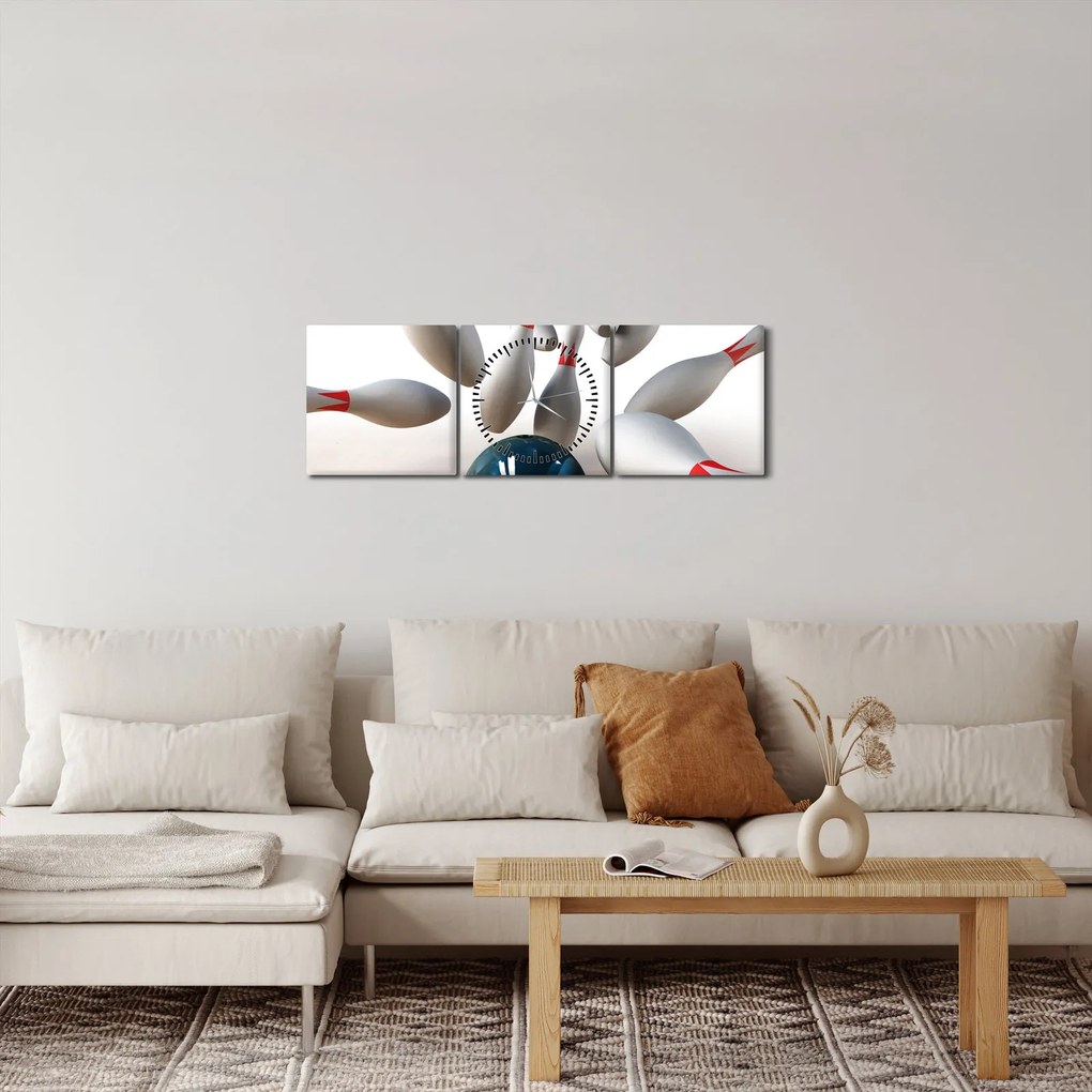 Obraz - Bowling (s hodinami) (90x30 cm)
