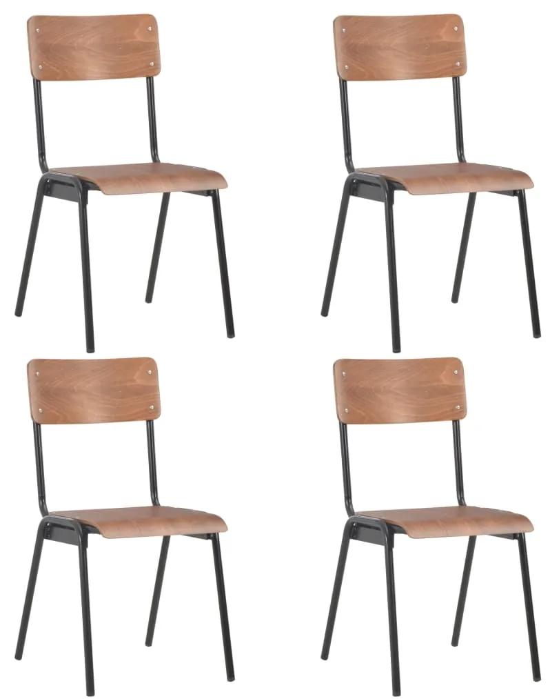 Jedálenské stoličky 4 ks hnedé masívna preglejka oceľ