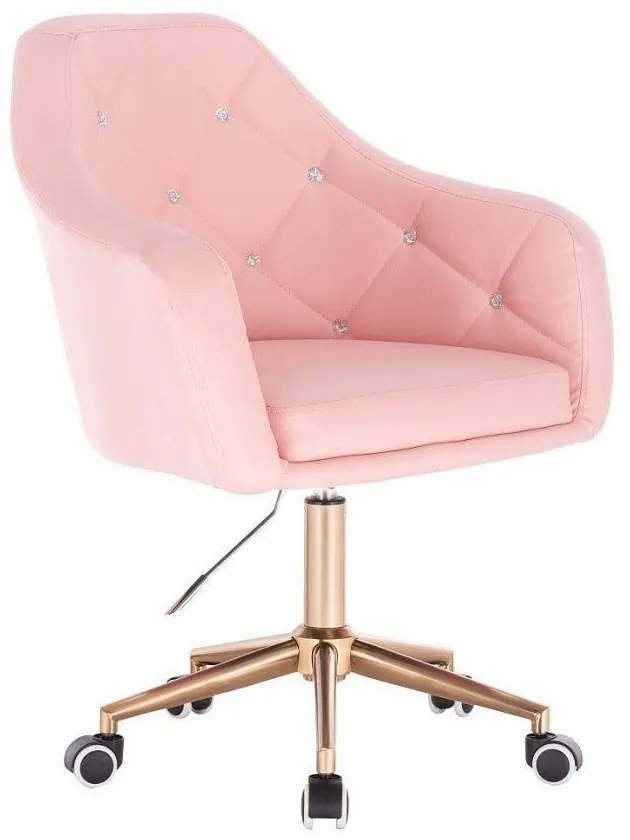 LuxuryForm DESIGN Kreslo ROMA na zlaté podstave s kolieskami - ružové
