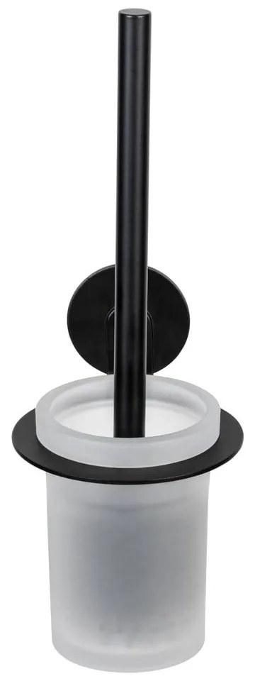 Matne čierna samodržiaca sklenená WC kefa Bivio – Wenko