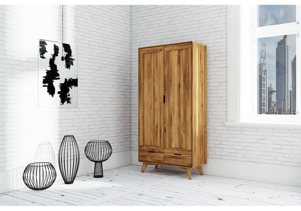 Šatníková skriňa z dubového dreva 90x180 cm Greg - The Beds