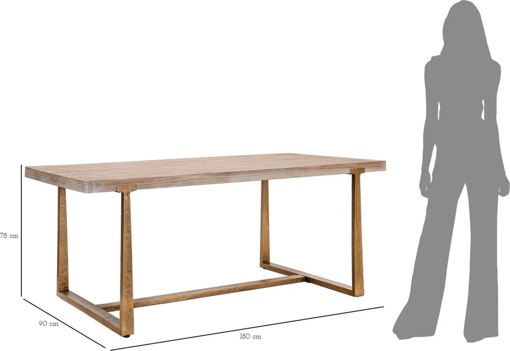 Jedálenský stôl Ankara 180 cm hnedý/zlatý