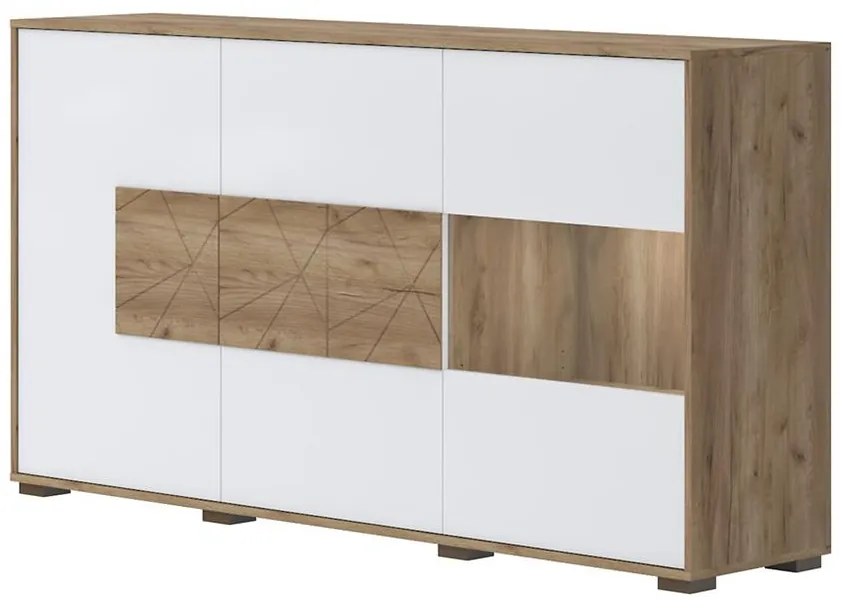 Komoda Stela K3S lakované tobacco/crystal white