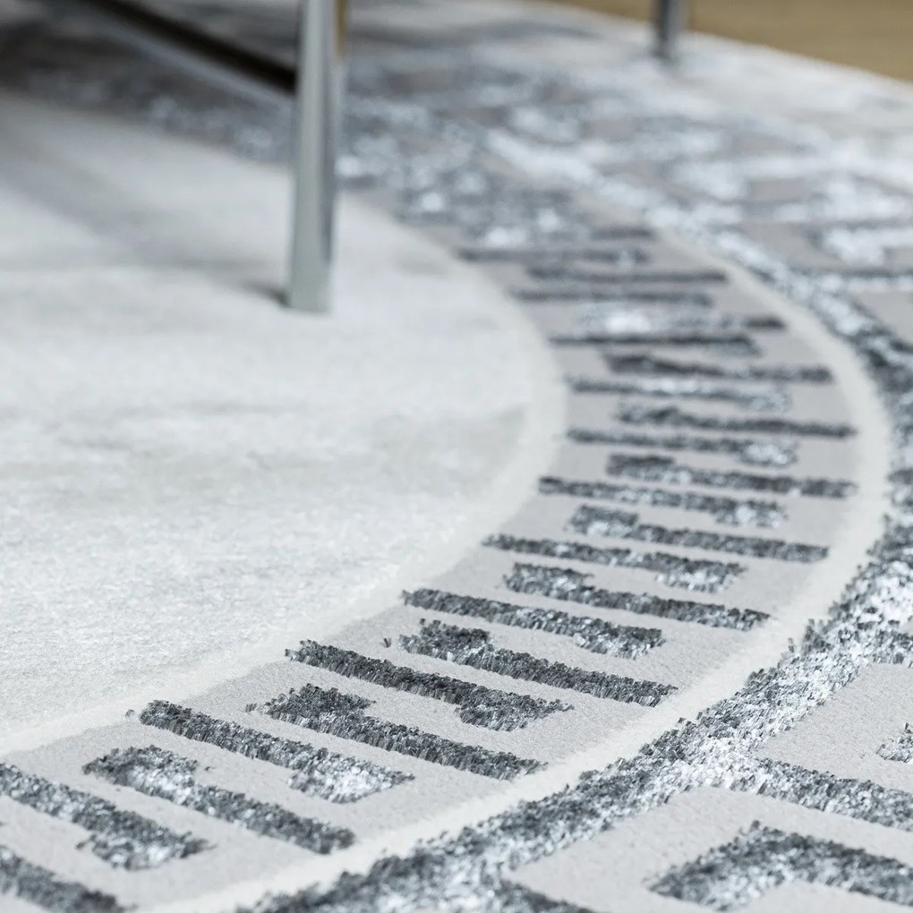 Kusový koberec Allure 1960 white/grey kruh, 120x120 (priemer) kruh, šedá, kancelária, Dywany Łuszczów