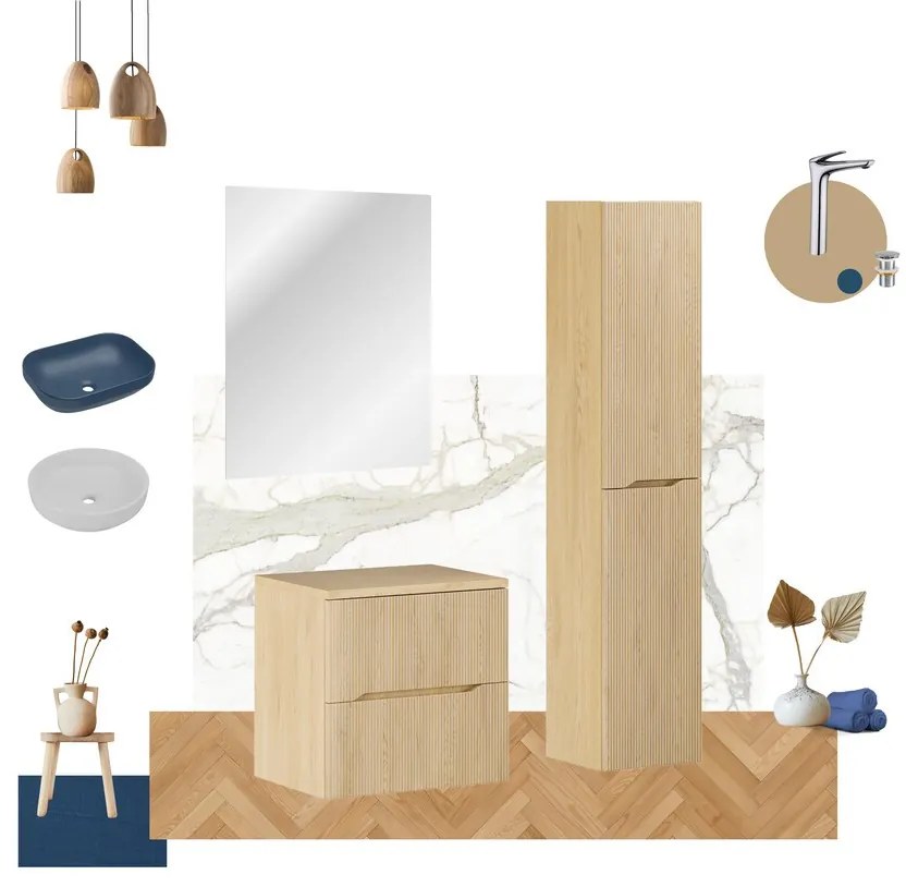 Závesná skrinka pod umývadlo Nordic s doskou 60 cm dub cremona