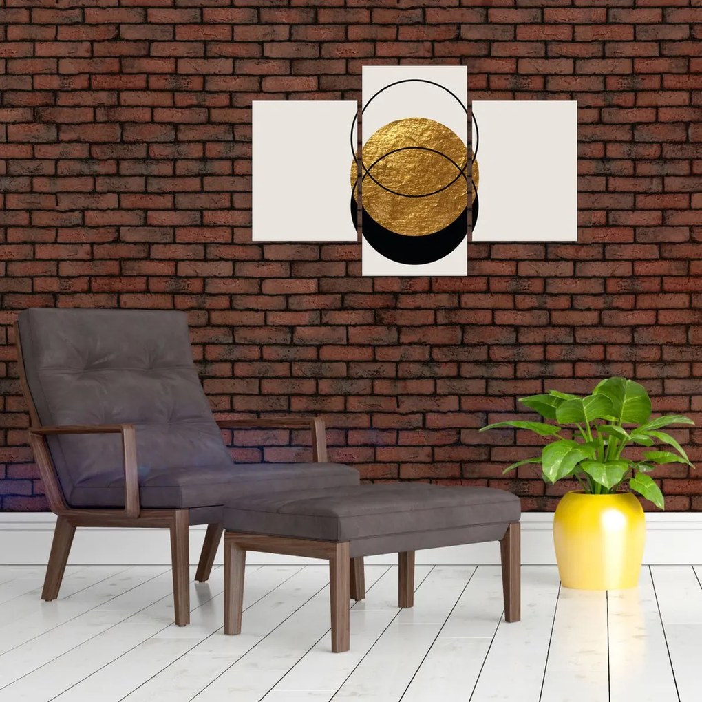 Obraz - Abstrakcia zlatá a biela N⁰2 (90x60 cm)
