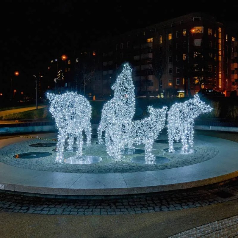 DECOLED Světelný řetěz s krystalky, 8 m, 80 ledově bílých diod, Eco Fix, 24V