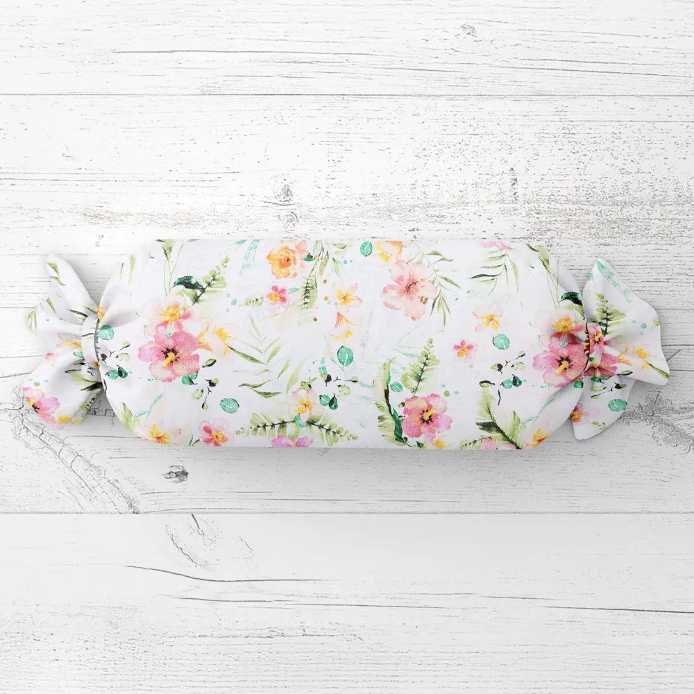 Biante Vankúš valec bonbon Sandra SA-283 Havajské kvety 15x40 cm