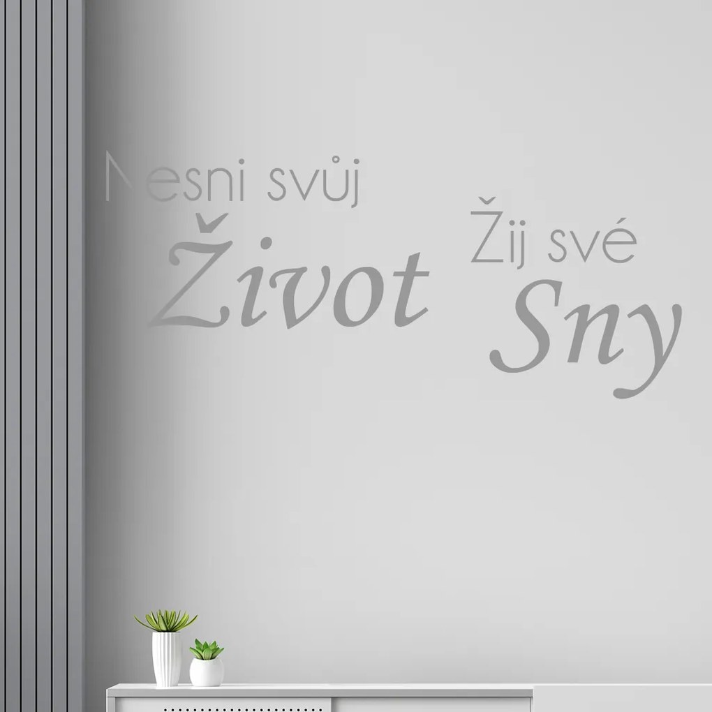 Veselá Stena Samolepka Nesnívaj svoj život, ži svoje sny Farba: oranžová, Veľkosť: 100 x 44 cm