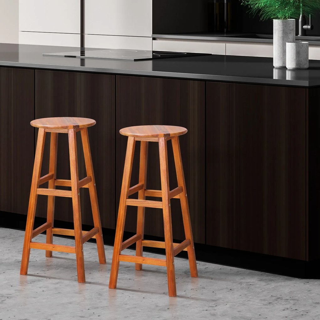 Barové stoličky OSLO, 2ks, 34x76cm, prírodná hnedá Casaria