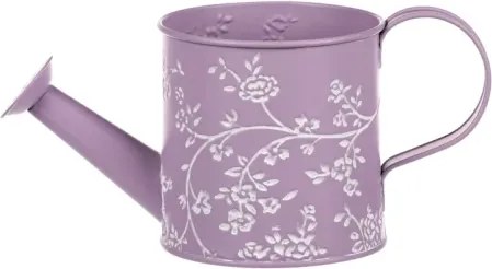 Obal na kvetináč tvar krhla, fialový s bielymi ružami%