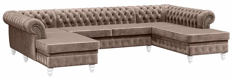 PROXIMA.store - Luxusná sedačka CHESTERFIELD LONG U FARBA NÔH: orech, DRUH LÁTKY: TORRE - 4, FARBA OZDOBNÝCH ŠPENDLÍKOV: chróm