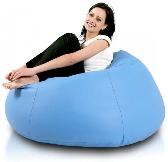 INTERMEDIC SK - Sedací vak Relax 110x70 cm | kreslo na oddych z ekokože alebo polyesteru, 300 l Farba: E19 - Modrá svetlá (Ekokoža)