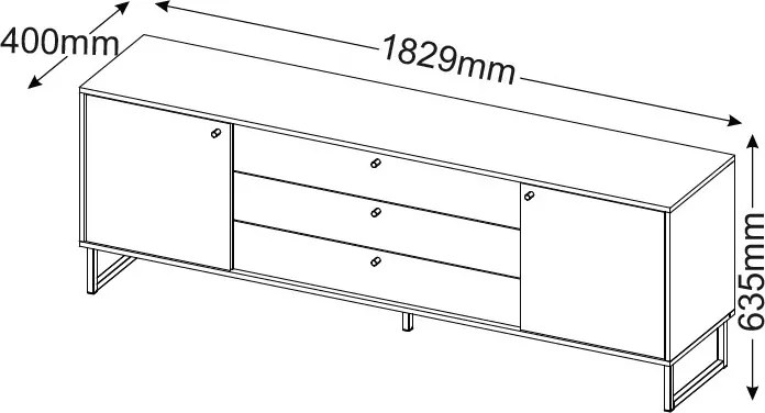 Široká TV skrinka Cube, dub evoke / pieskovo šedá