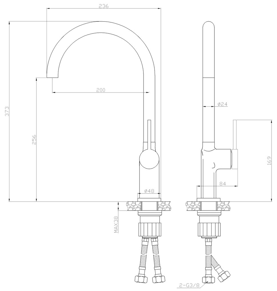 Invena Kalitea, drezová batéria h-373, čierna matná, INV-BZ-72-004-V