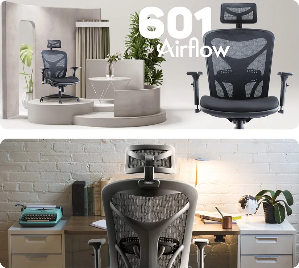 Ergonomická kancelárska stolička MOSH Airflow 601 – čierna