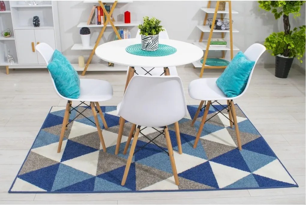 Jedálenská zostava TODI 80cm okrúhly stolový set biely + 4 stoličky OSAKA biele