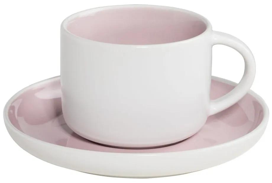 Biela porcelánová šálka s tanierikom s ružovým vnútrom Maxwell & Williams Tint, 240 ml
