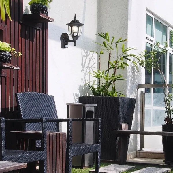 Rabalux 7837 - Vonkajšie nástenné svietidlo so senzorom MILANO 1xE27/60W/230V IP43