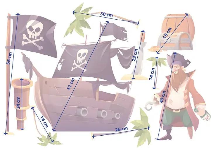 interesi  Samolepky s pirátom a loďou 100 x 70 cm
